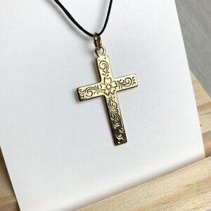 ⭐Gold-tone Floral Cross Pendant/Charm